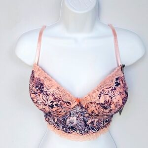 Body Frosting Sexy Lace Push-up Underwire Bra Adjustable Straps Peach 36D NWT